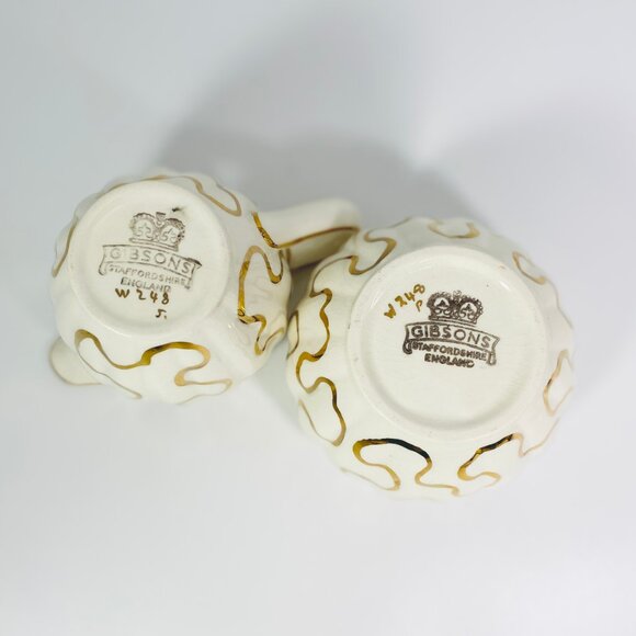 RARE !! Gibsons Numbered Staffordshire England Creamer Open Sugar Bowl Set - Picture 4 of 9